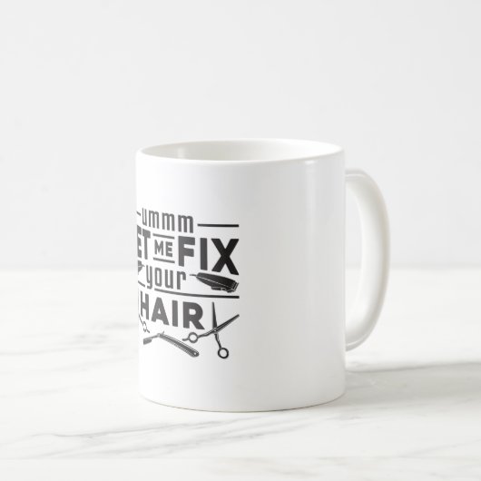 Mug Coiffeuse Stylo Barber Ciseaux Coiffeur Idée cadea (Devant droit)