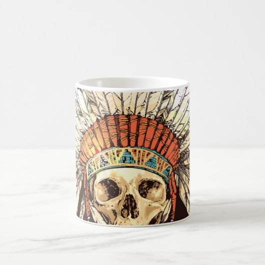 Mug Coiffure Amérindienne Tirée À La Main Avec H (Centre)
