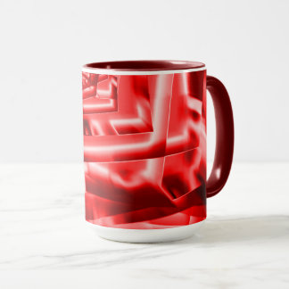Mug Coin de carrés inclinés, rouge vif à blanchâtre
