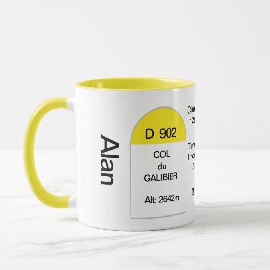 Mug Col du galibier, marqueur routier français, VTT (Gauche)