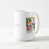 Mug Colibri à l'aquarelle avec fleurs (Devant droit)