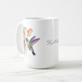 Mug Colibri à l'aquarelle avec fleurs (Devant gauche)