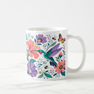 Mug Colibri dans un jardin fleuri en fleurs