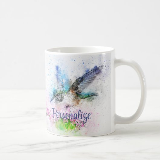 Mug Colibri Elegant Bleu Violet Personnalisé (Droite)