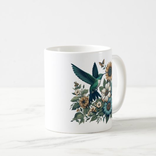 Mug Colibri Et Fleurs (Devant droit)