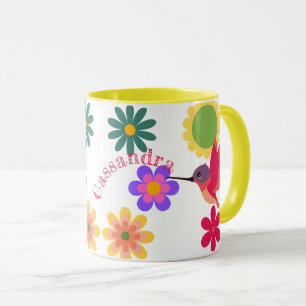 Mug Colibri et fleurs personnalisés