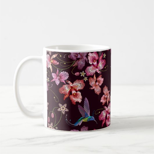Mug Colibri et orchidée, mode sans couture tropicale. (Gauche)