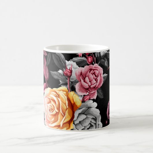 Mug Colibri, rose : arrière - plan noir aquarelle (Centre)
