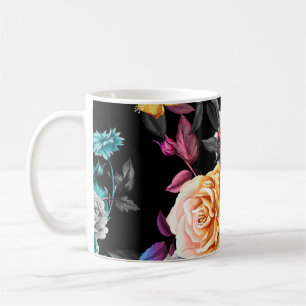 Mug Colibri, rose : arrière - plan noir aquarelle