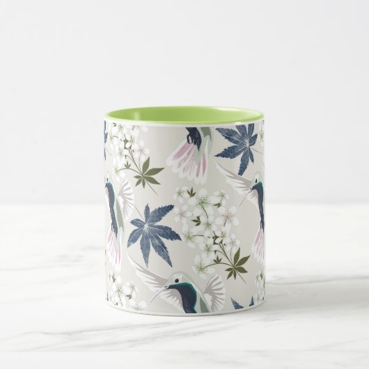 Mug Colibris et fleurs blanches. (Centre)