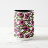 Mug Colibris et fleurs d'hibiscus roses (Centre)