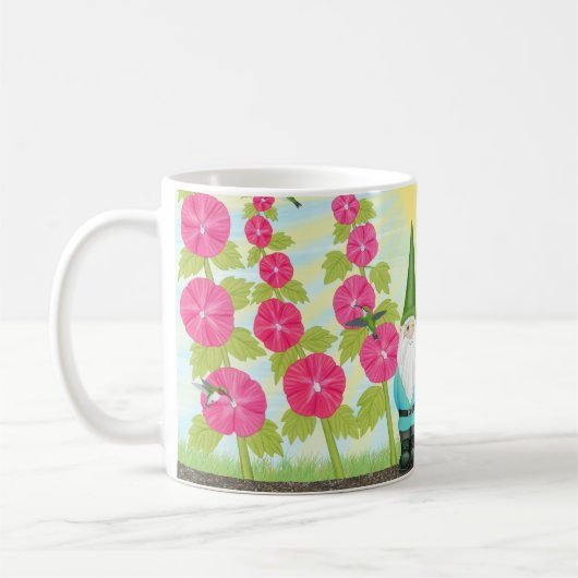 Mug colibris, hollyhocs & gnomes (Gauche)