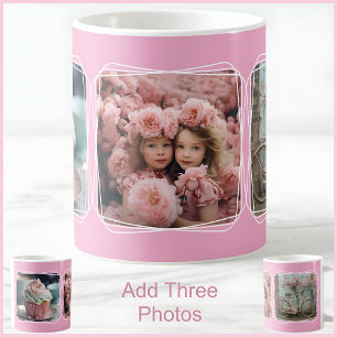 Mug Collage 3 Photo Moderne Pretty Rose C90