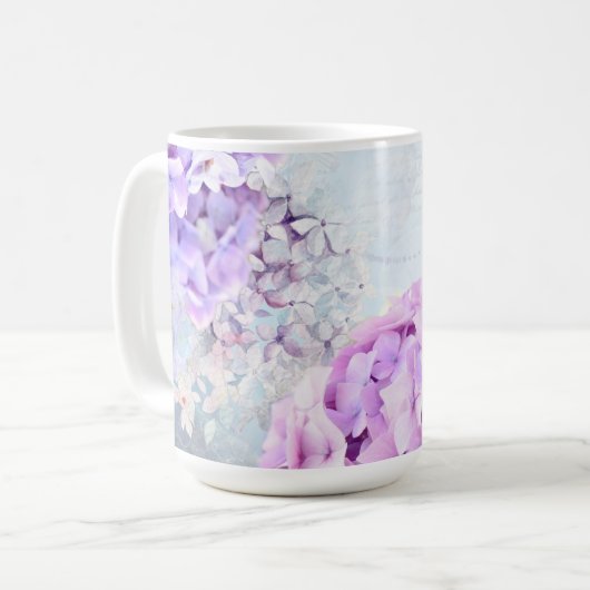 Mug Collage à fleurs printanières Hydrangea Pastel (Devant gauche)