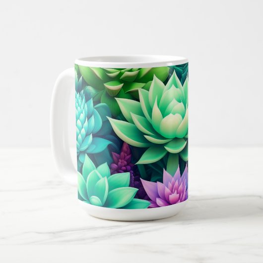Mug Collage Aloe Vera et Succulents (Devant gauche)