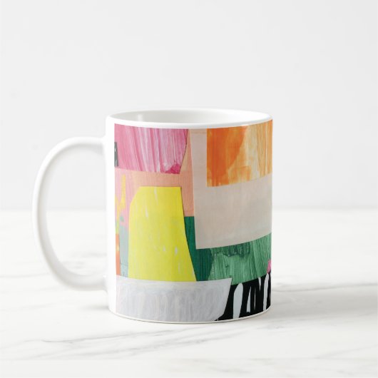 Mug Collage art, moderne coloré abstrait. (Gauche)