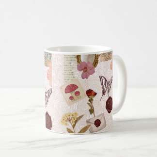 Mug Collage botanique Cottagecore rose