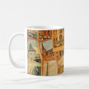 Mug Collage carte photo vintage. Europe, Moyen-Orient