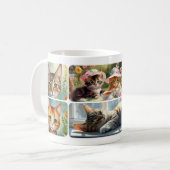 Mug Collage d'art fin Dame Chat Fou (Devant gauche)
