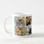 Mug Collage d'art fin Dame Chat Fou (Gauche)