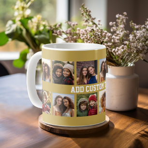 Mug Collage de 12 photos avec fond doré
