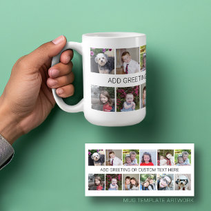 Mug Collage de 12 photos Instagram avec une ligne de t