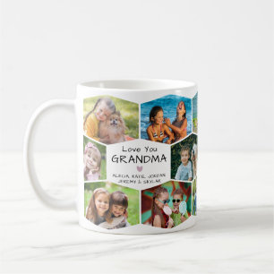 Mug Collage de 14 photos de grand-mère en motif hexago