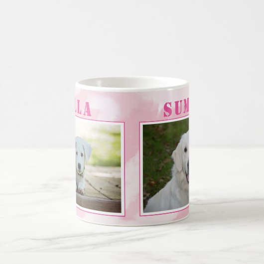 Mug Collage de 2 photos de chien rose mignon (Centre)
