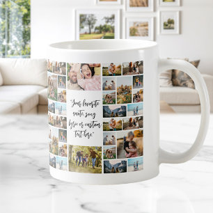 Mug Collage de 34 photos personnalisé avec citation pe