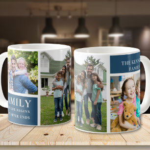 Mug Collage de 3 photos de famille moderne Citation d'