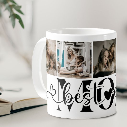 Mug Collage de 5 photos avec écriture élégante Meilleu