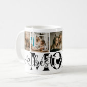 Mug Collage de 5 photos avec écriture élégante Meilleu (Devant gauche)