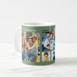 Mug Collage de 5 photos de famille personnalisé Vert s
