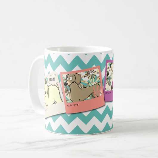 Mug collage de cadre de 4 photos avec les frontières (Devant gauche)