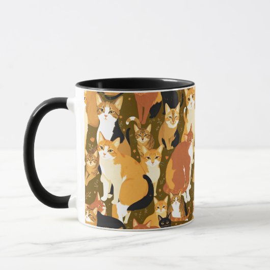 Mug Collage de chats en Brown, Tan et Rust (Gauche)