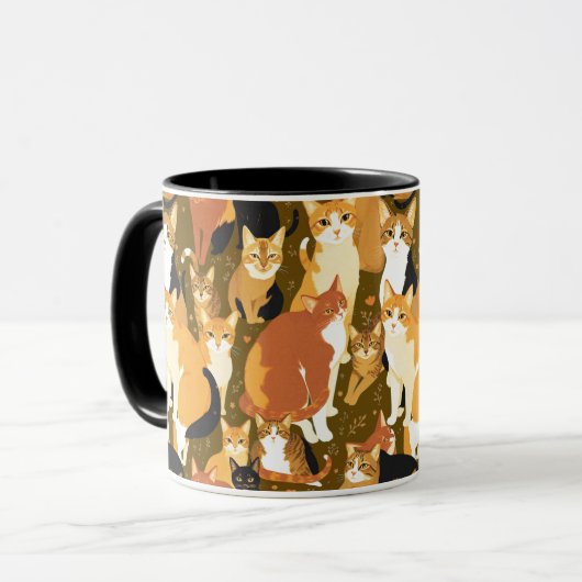 Mug Collage de chats en Brown, Tan et Rust (Devant gauche)