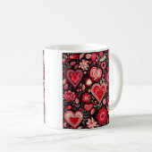 Mug Collage de coeur décoratif de la Saint Valentin (Devant droit)