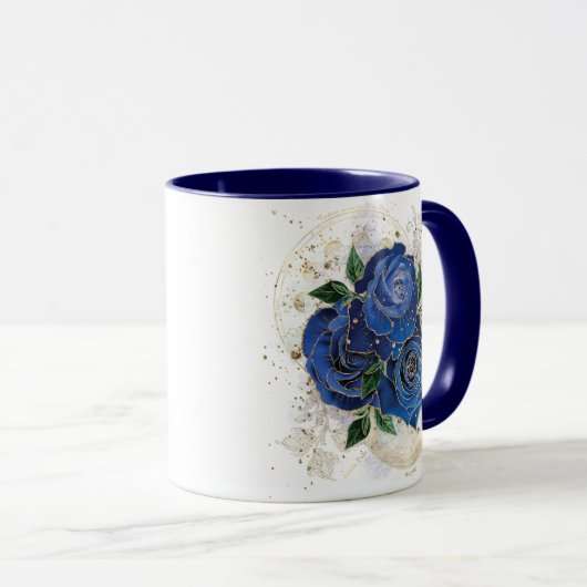 Mug Collage de fille - bleu minuit (Devant droit)