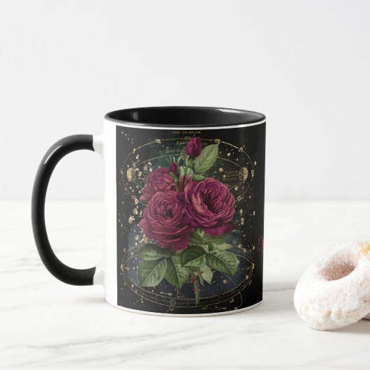 Mug Collage de filles - roses rouges du sang (Avec donut)