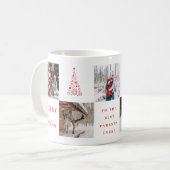 Mug Collage de la grille photo Red Merry Christmas Fiv (Devant gauche)