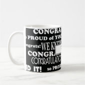 Mug Collage de mots de graduation noir et blanc (Gauche)