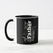 Mug Collage de mots de père noir et blanc (Gauche)