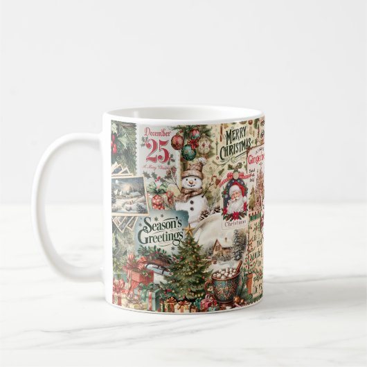 Mug Collage de Noël vintage nostalgique (Gauche)