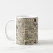 Mug Collage de papier journal vintage rustique (Gauche)
