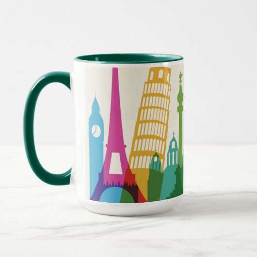 Mug Collage de pastel de monuments du monde (Gauche)