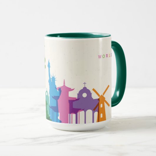 Mug Collage de pastel de monuments du monde (Devant droit)
