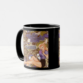 Mug Collage de pause café de fille pin-up de style rét