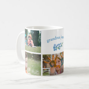 Mug Collage de photo de grand-maman de myosotis des
