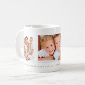 Mug Collage de photo du blanc trois avec le message (Devant gauche)