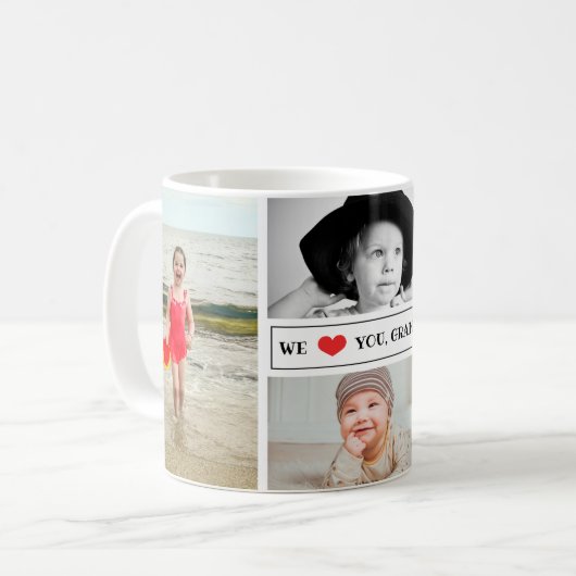 Mug Collage de photo nous vous aimons grand-maman (Devant gauche)